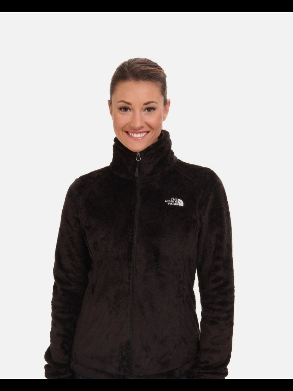 The North Face Black Plush Zip-Up Teddy Jacket